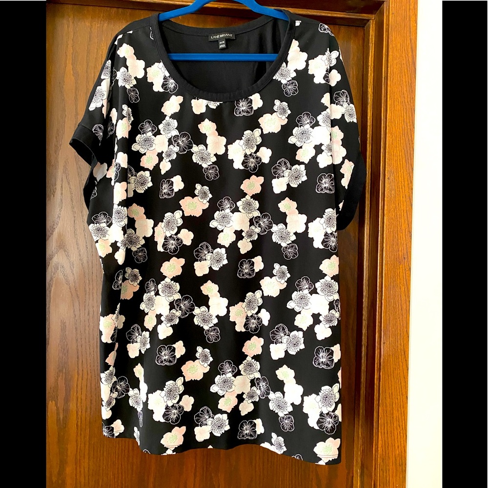 Mixed fabric floral short sleeves top